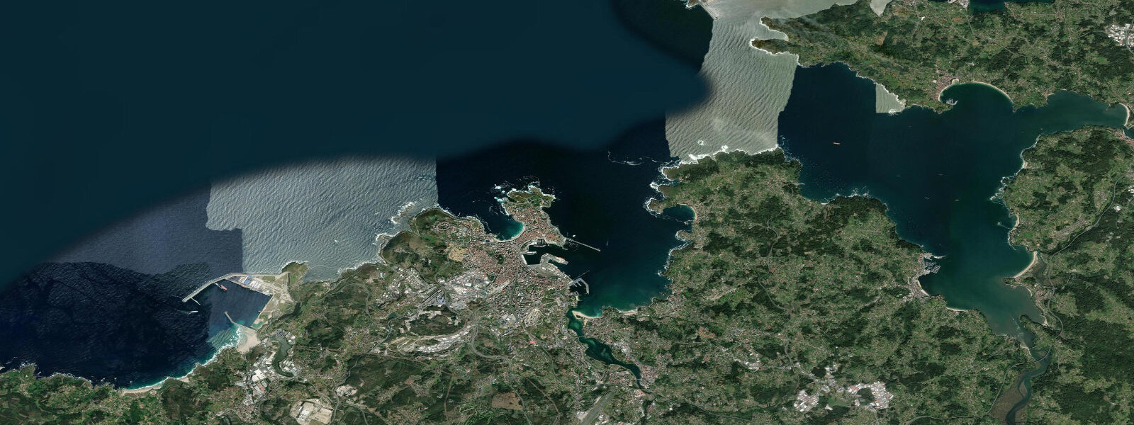 Satellite view of the coast near A Coruña, Galicia