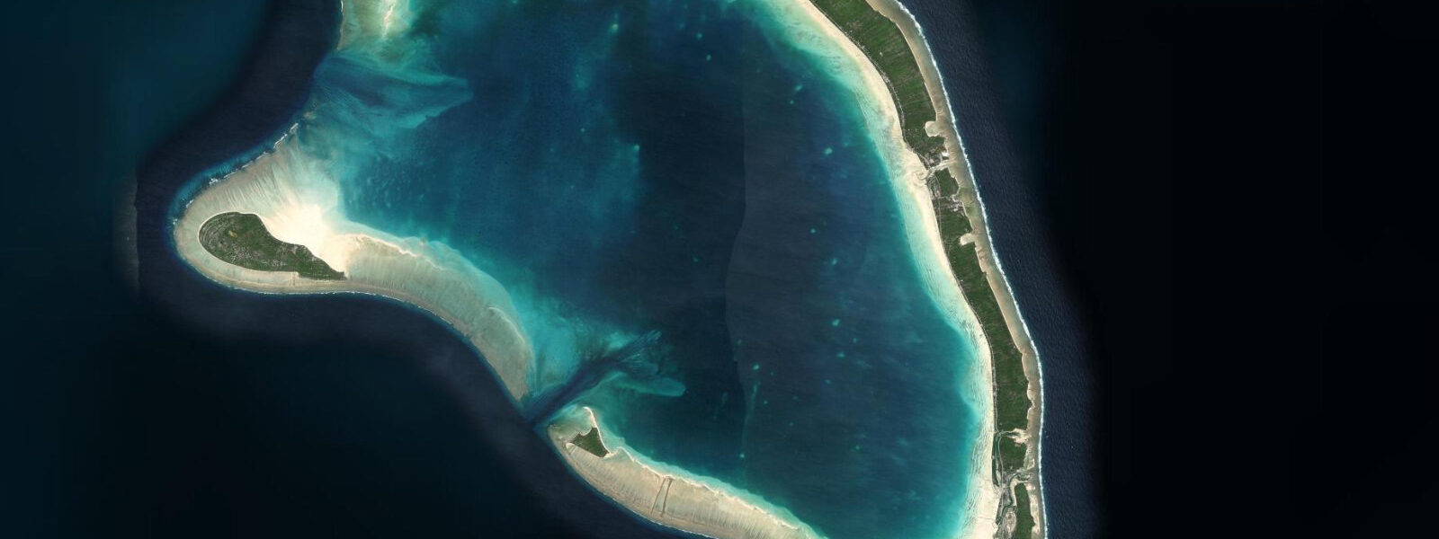 Satellite view of the coast near Abemama Atoll, Kiribati
