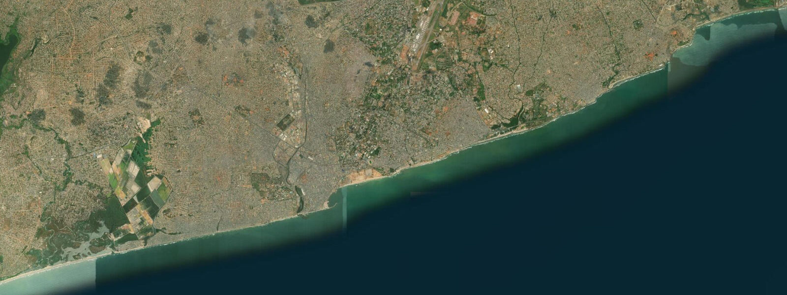 Satellite view of the coast near Accra