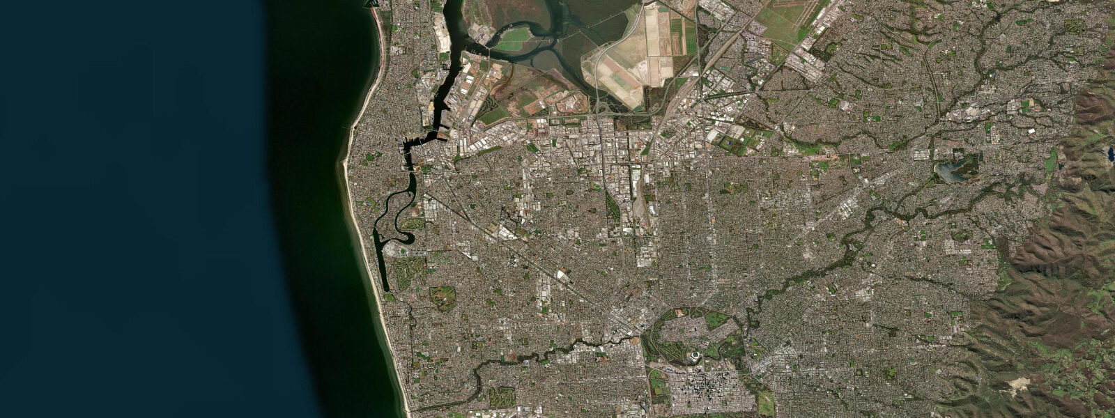 Satellite view of the coast near Adelaide