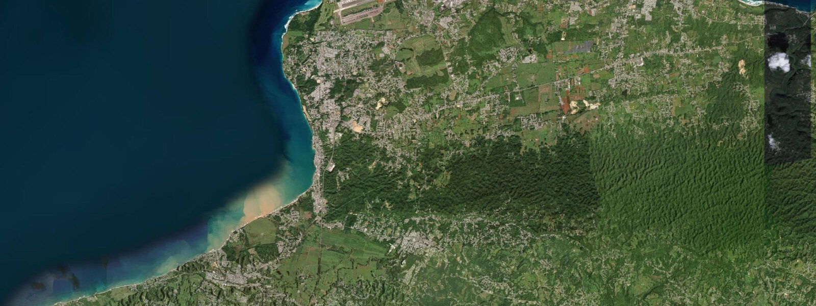 Satellite view of the coast near Aguadilla, Puerto Rico