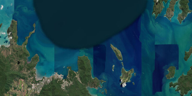 Satellite view of the coast near Airlie Beach