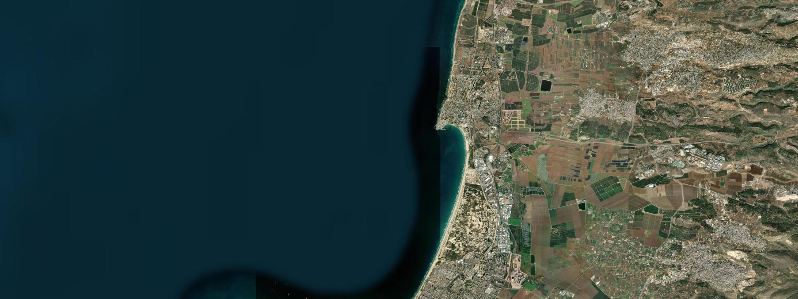 Satellite view of the coast near Acre (Akko)