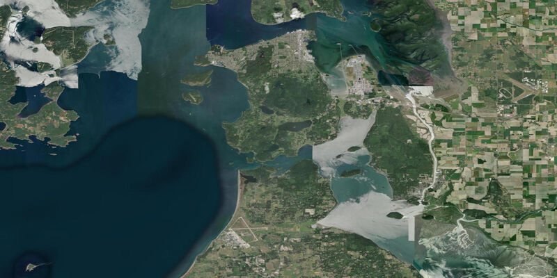 Satellite view of the coast near Ala Spit