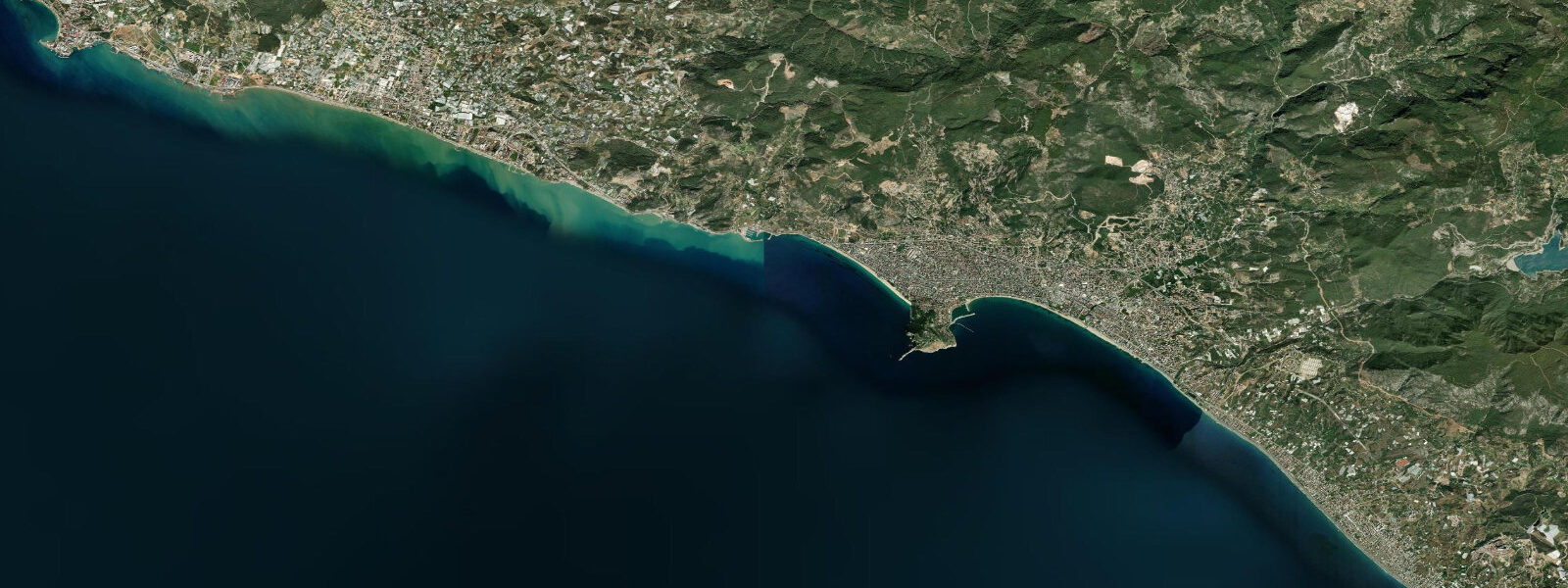 Satellite view of the coast near Alanya, Antalya