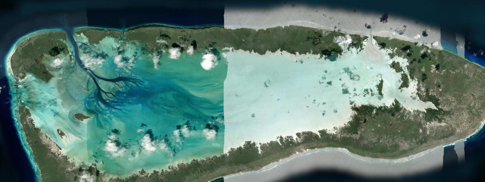 Satellite view of the coast near Aldabra Atoll