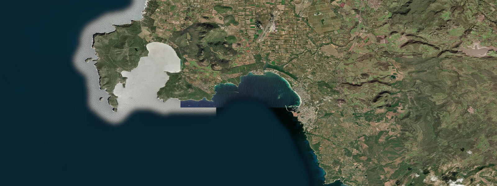 Satellite view of the coast near Alghero
