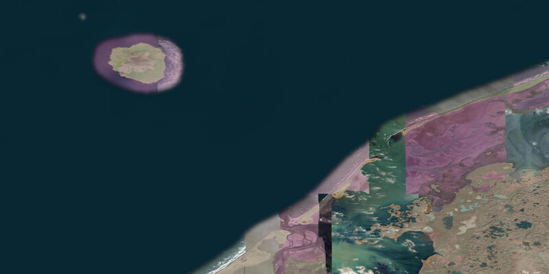 Satellite view of the coast near Amak Island