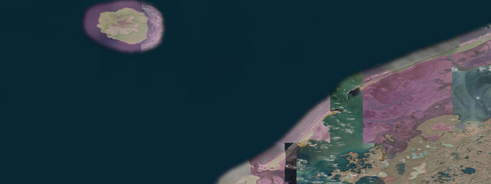 Satellite view of the coast near Amak Island