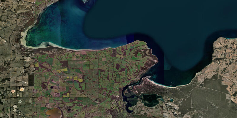 Satellite view of the coast near American River