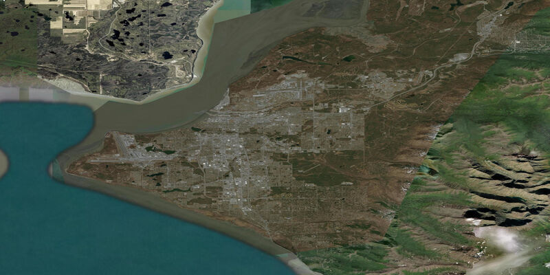Satellite view of the coast near Anchorage