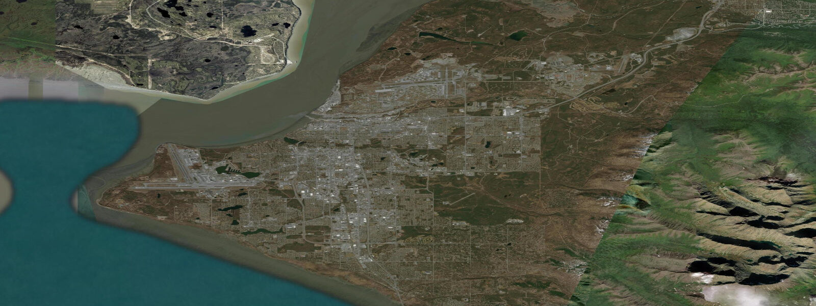 Satellite view of the coast near Anchorage