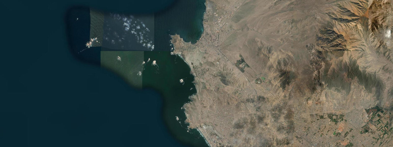 Satellite view of the coast near Ancón, Lima Region