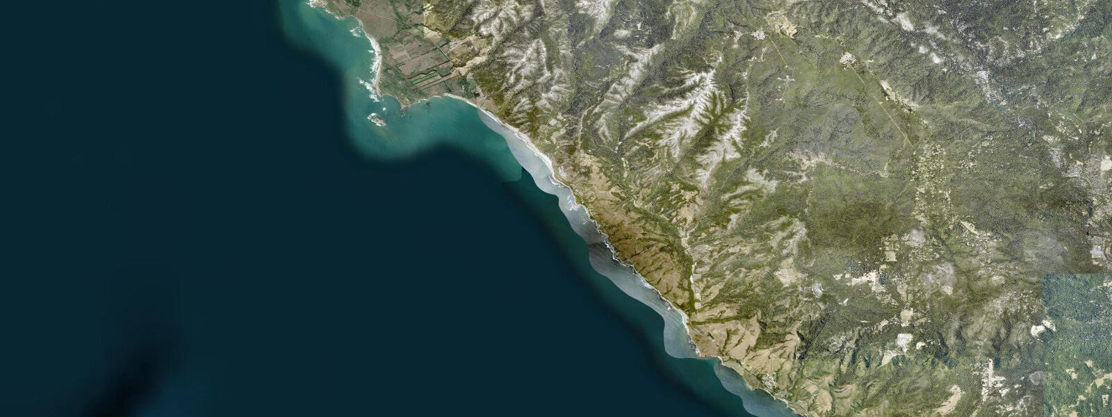 Satellite view of the coast near Ano Nuevo Island