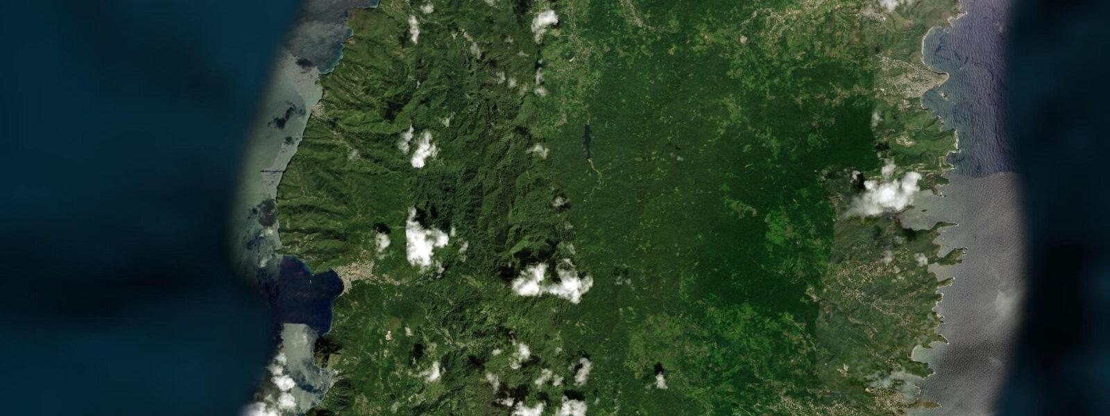Satellite view of the coast near Anse des Pitons