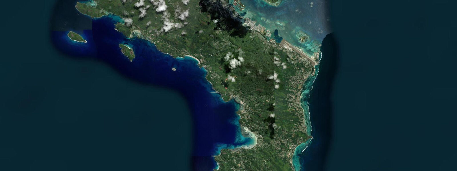 Satellite view of the coast near Anse Intendance