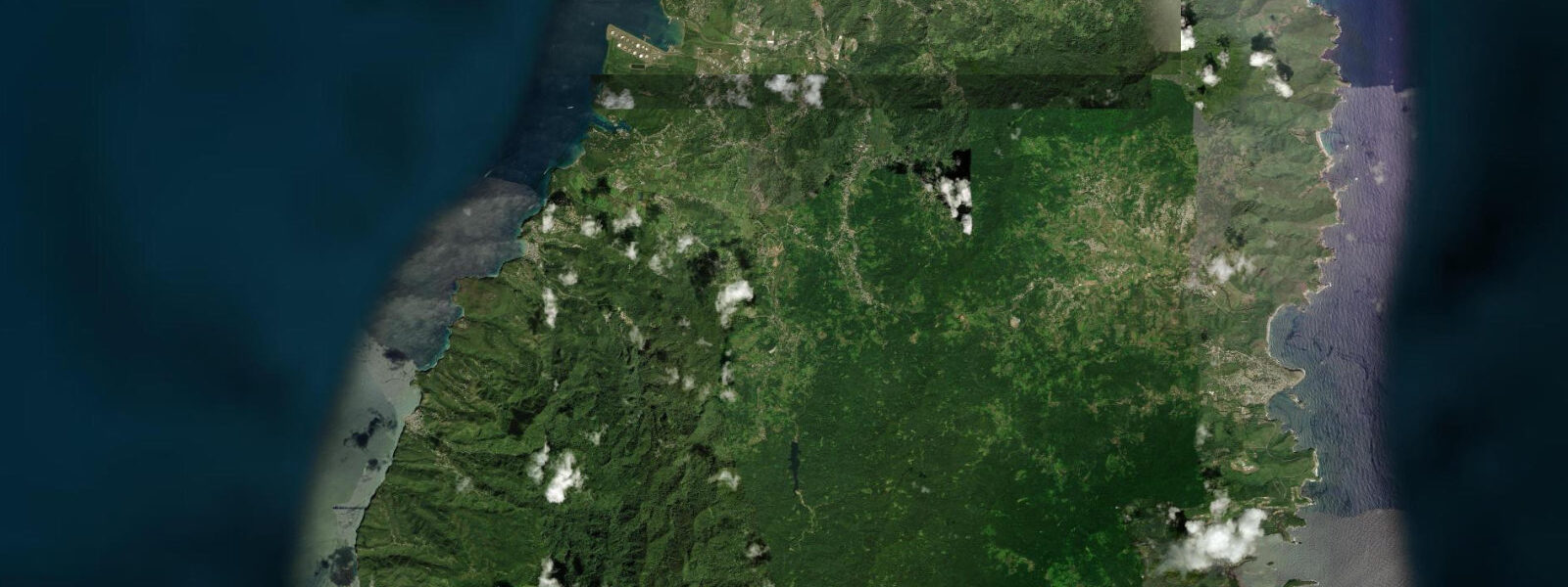 Satellite view of the coast near Anse La Raye, Saint Lucia