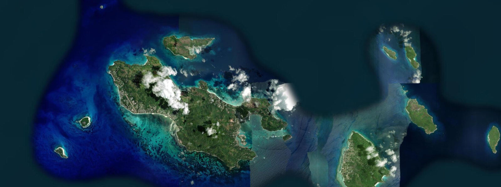 Satellite view of the coast near Anse Lazio