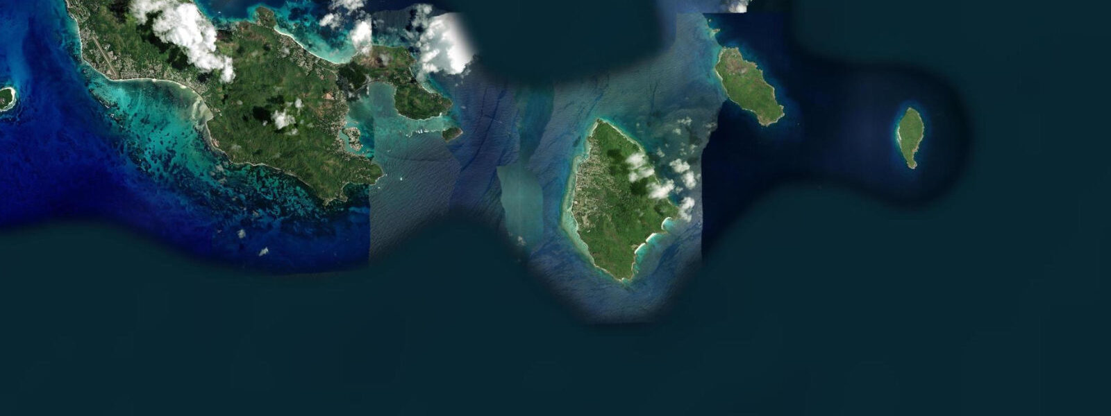 Satellite view of the coast near Anse Source d'Argent