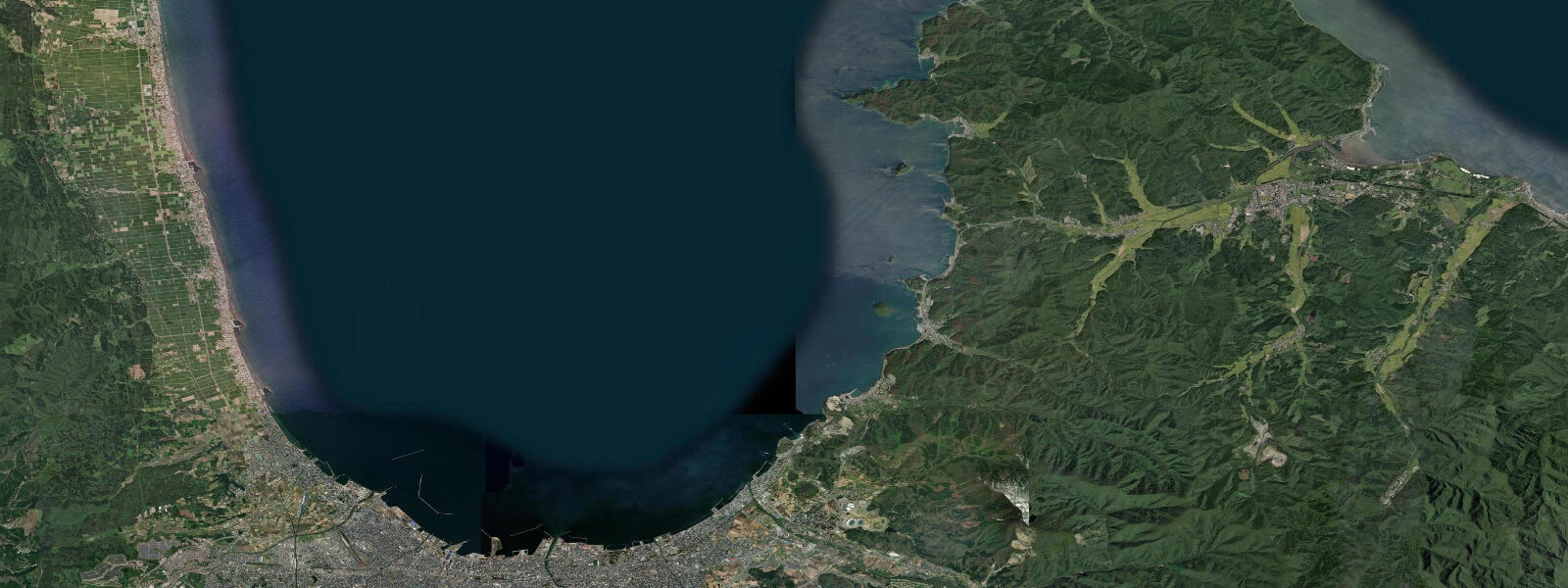 Satellite view of the coast near Aomori