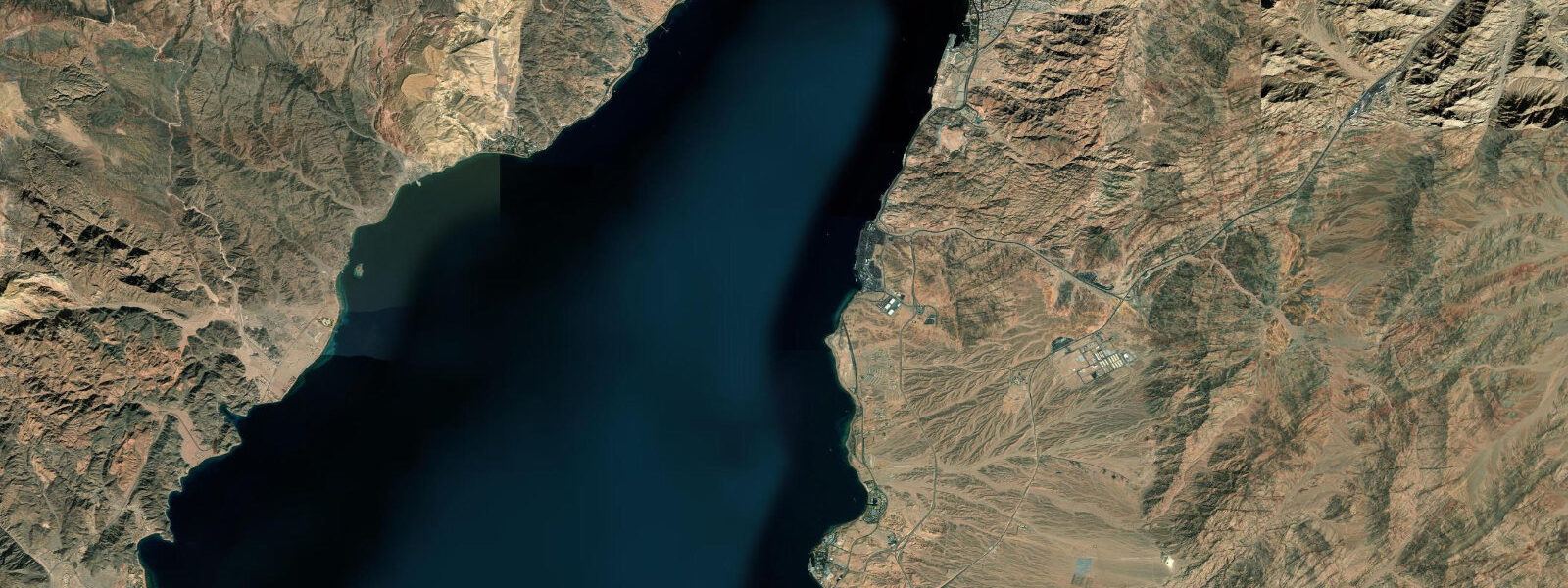 Satellite view of the coast near Aqaba Marine Park