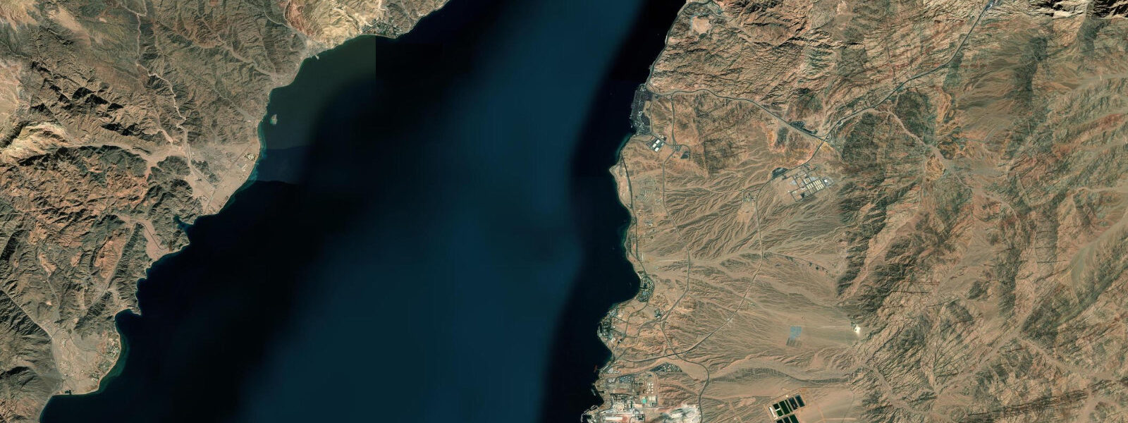 Satellite view of the coast near Aqaba South Shore