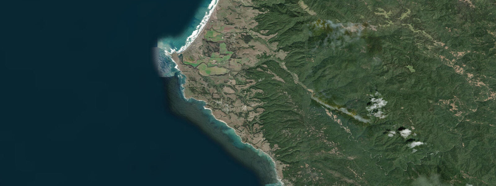 Satellite view of the coast near Arena Cove