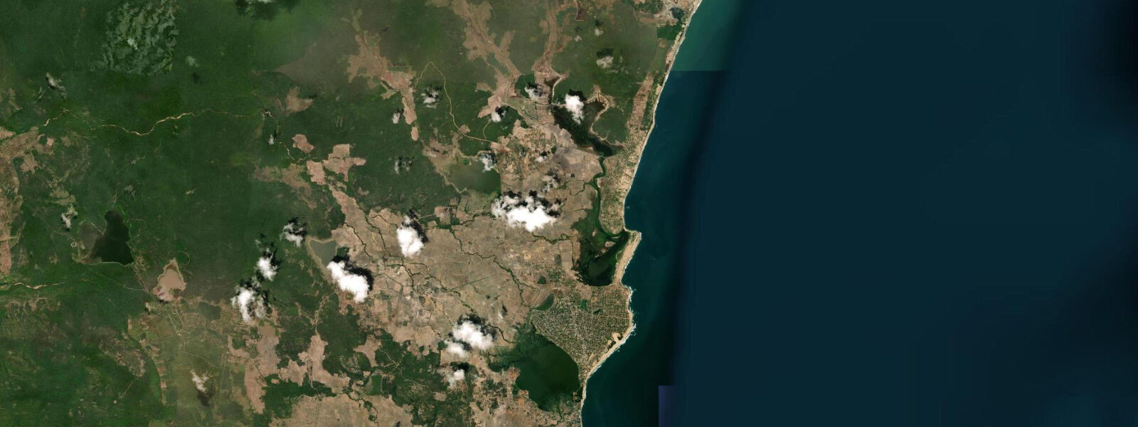 Satellite view of the coast near Arugam Bay