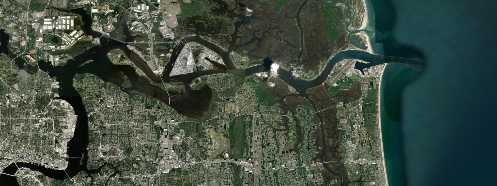 Satellite view of the coast near Atlantic Beach