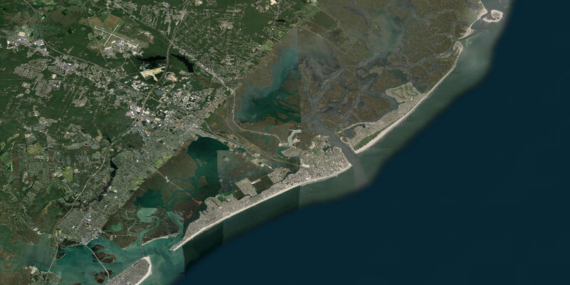 Satellite view of the coast near Atlantic City, NJ