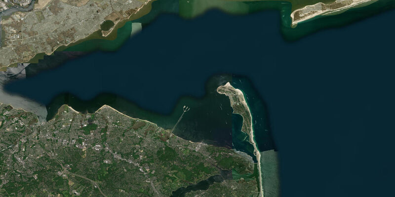 Satellite view of the coast near Atlantic Highlands