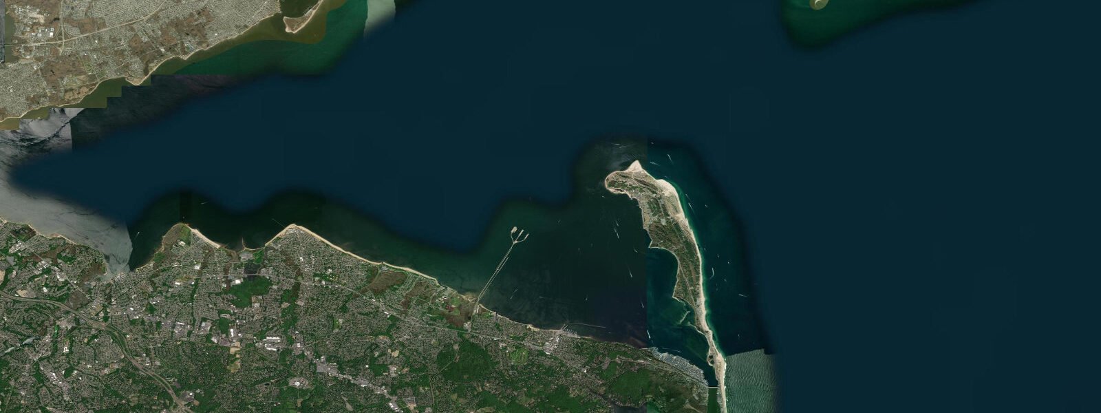 Satellite view of the coast near Atlantic Highlands