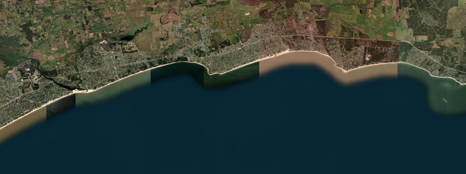 Satellite view of the coast near Atlántida, Uruguay