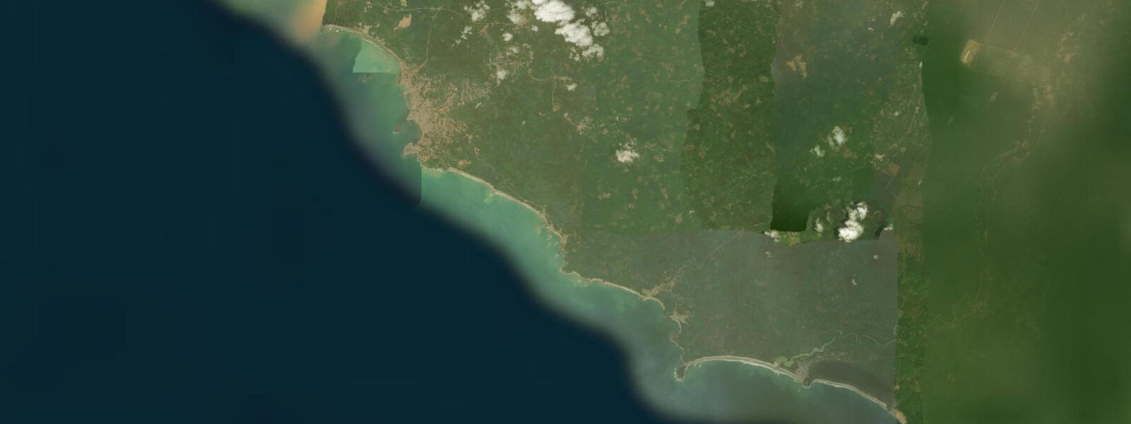 Satellite view of the coast near Axim