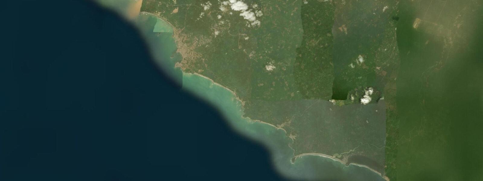 Satellite view of the coast near Axim