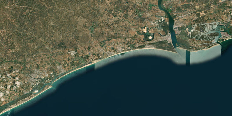 Satellite view of the coast near Ayamonte