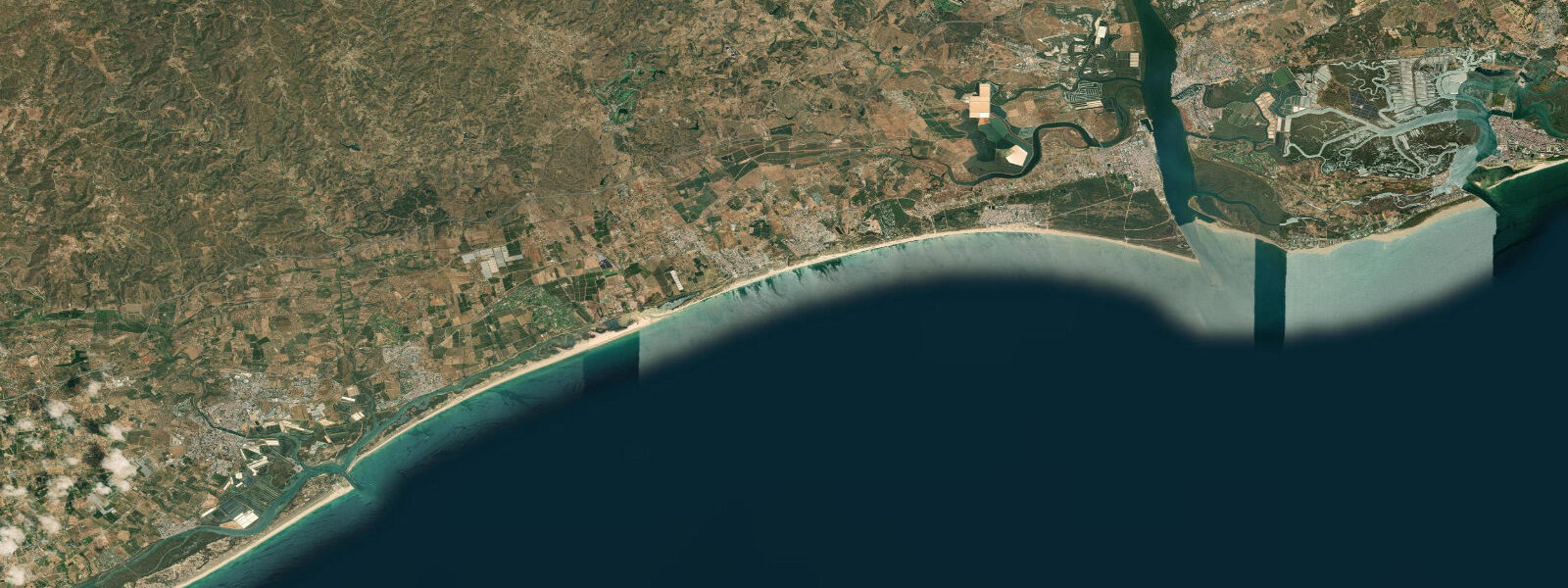 Satellite view of the coast near Ayamonte