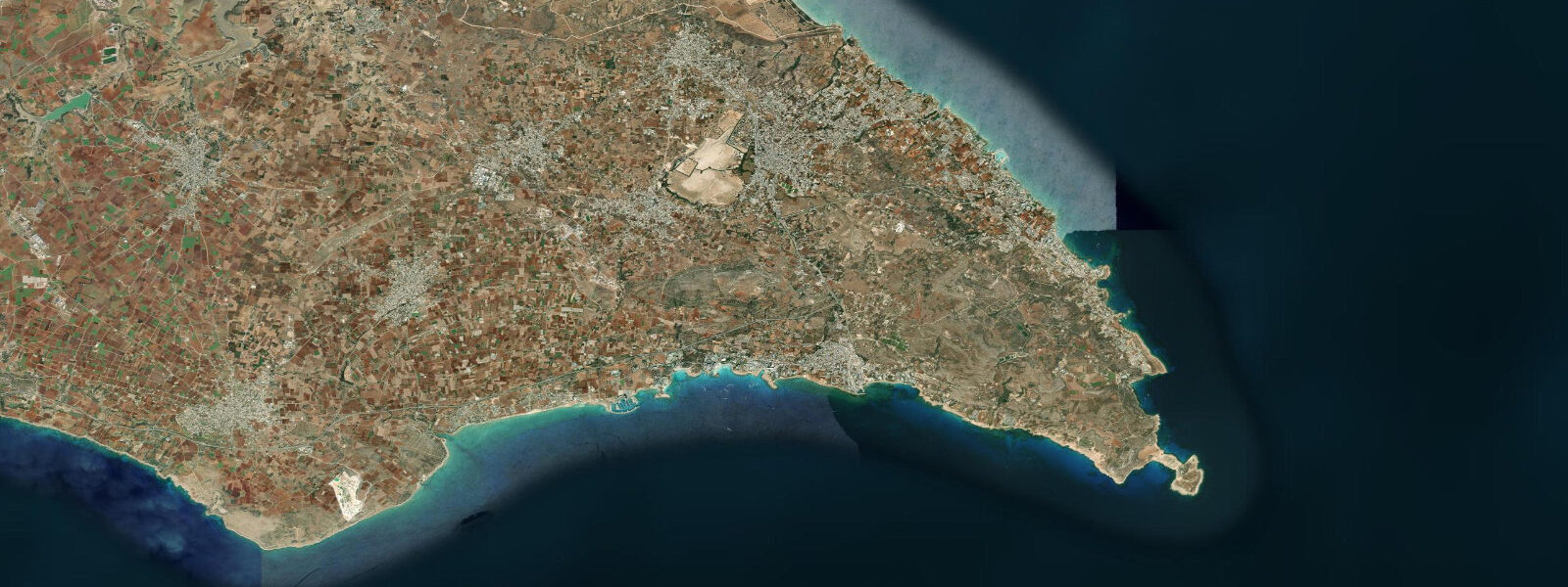 Satellite view of the coast near Ayia Napa