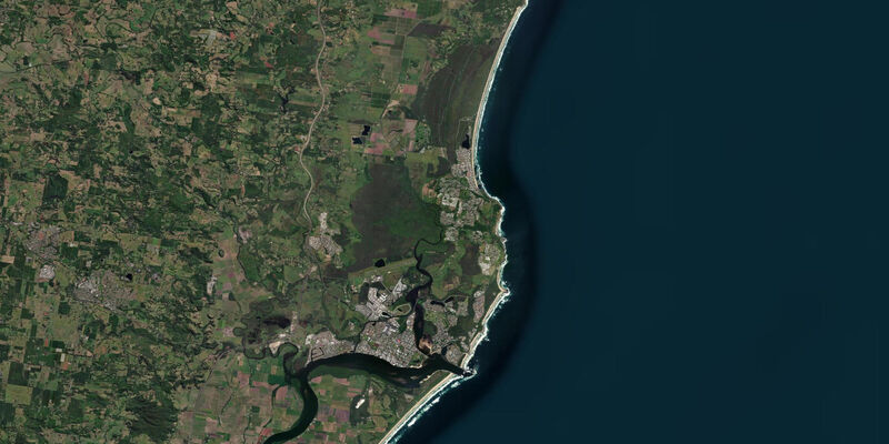 Satellite view of the coast near Ballina