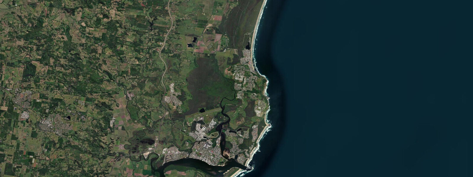 Satellite view of the coast near Ballina