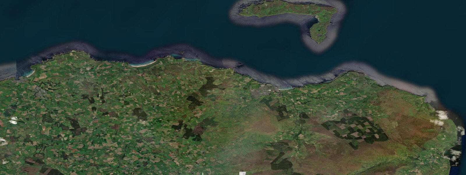 Satellite view of the coast near Ballycastle
