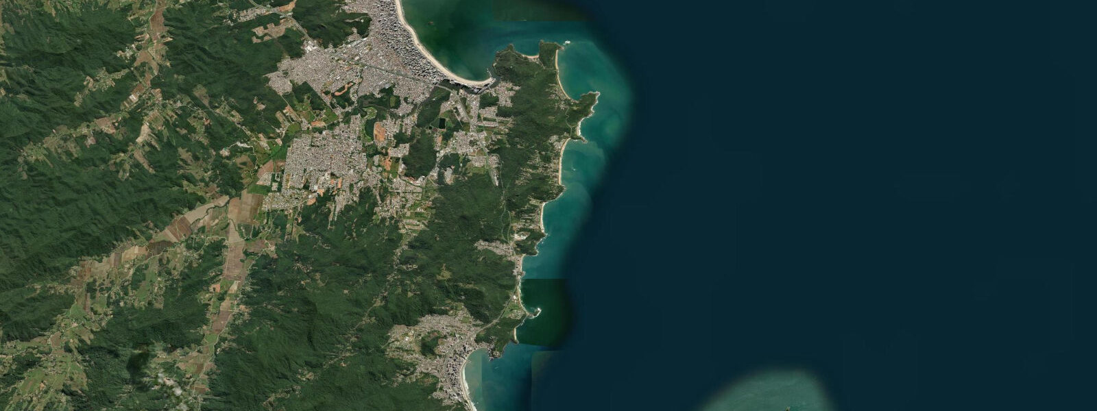 Satellite view of the coast near Balneário Camboriú