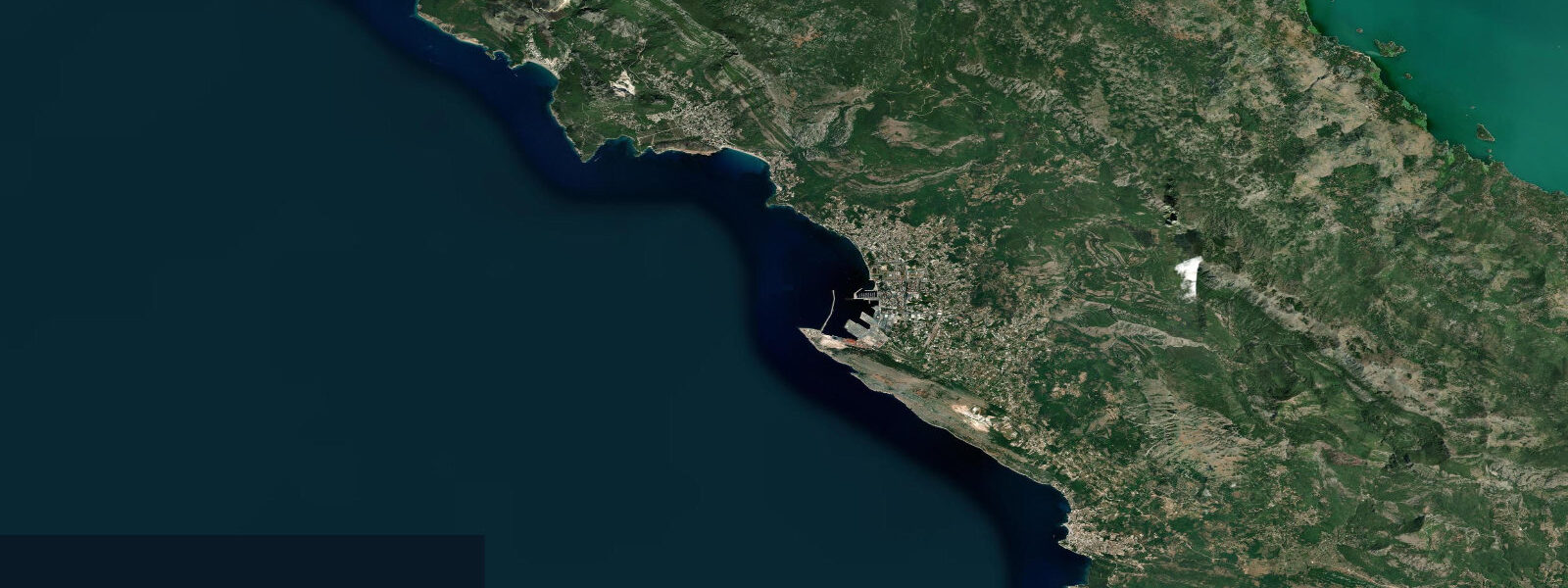 Satellite view of the coast near Bar