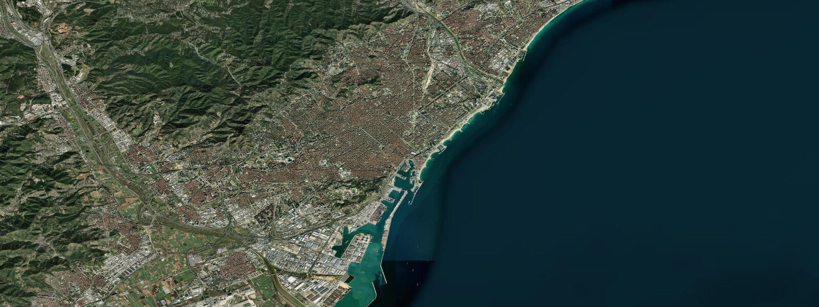 Satellite view of the coast near Barcelona