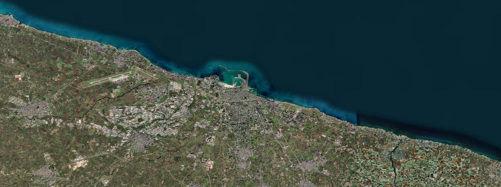 Satellite view of the coast near Bari