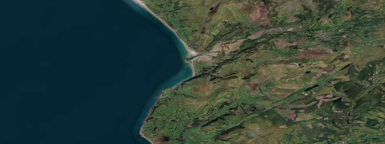 Satellite view of the coast near Barmouth
