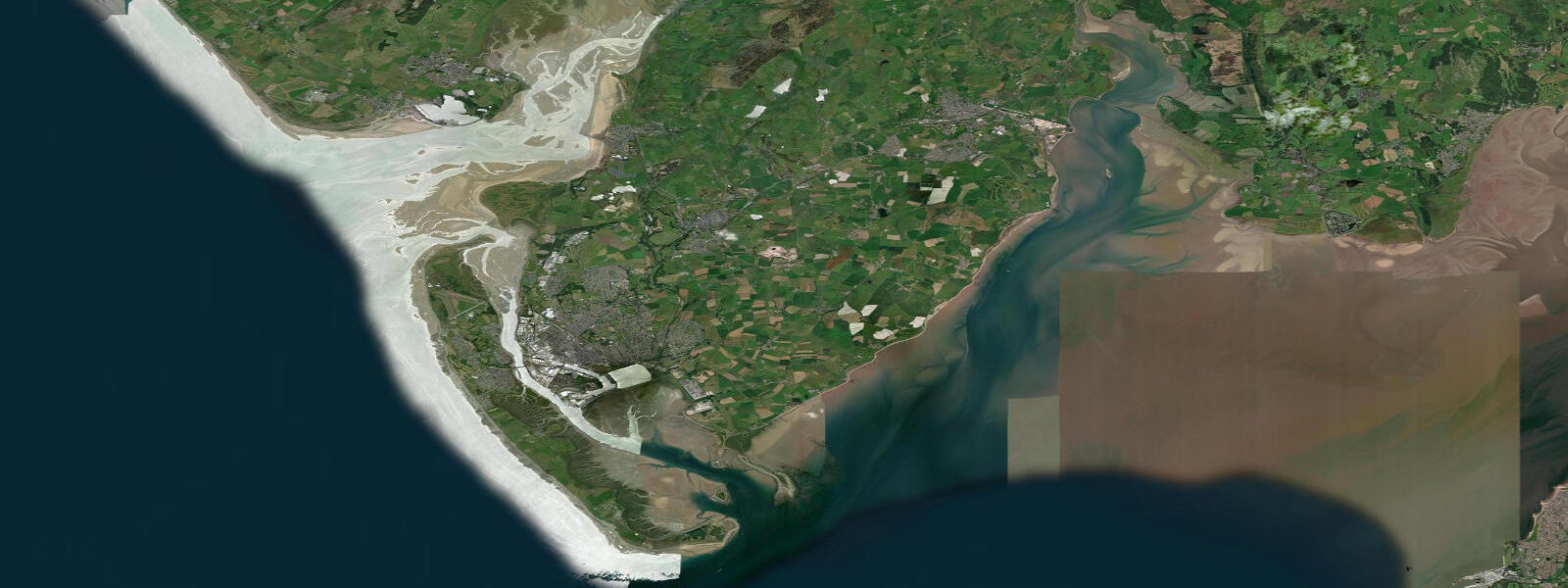 Satellite view of the coast near Barrow-in-Furness