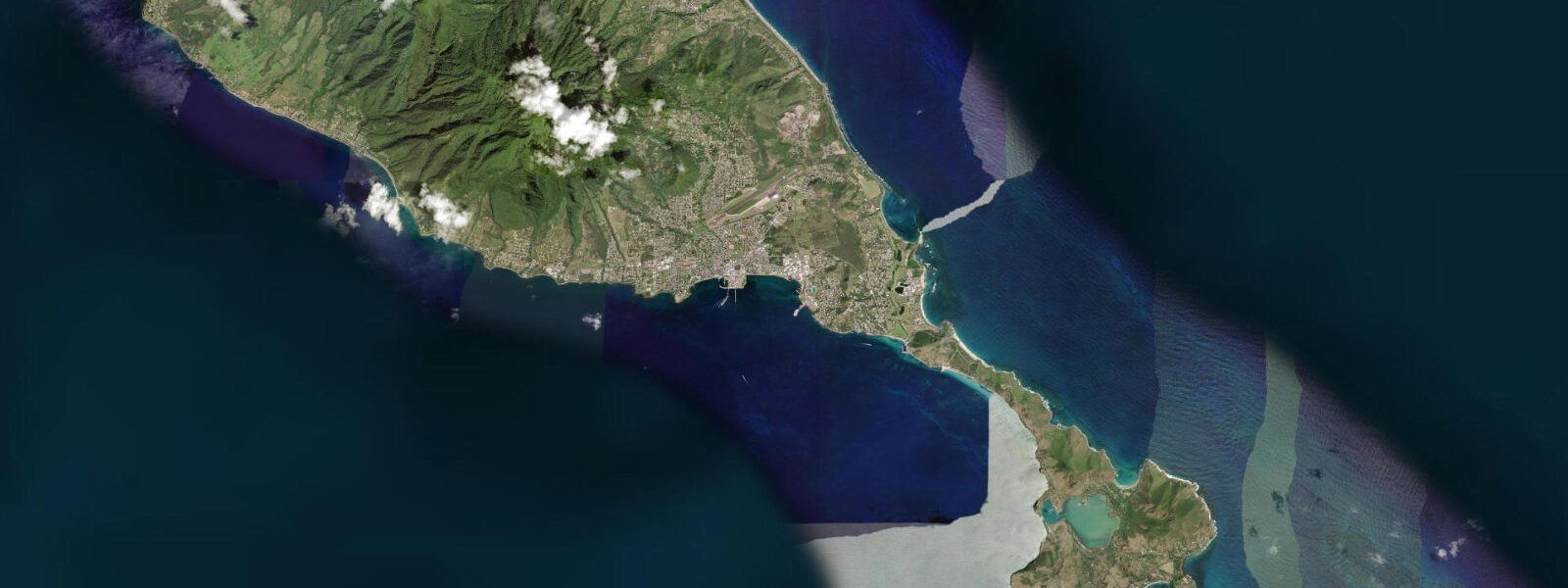 Satellite view of the coast near Basseterre, Saint Kitts