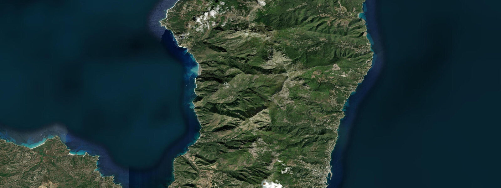 Satellite view of the coast near Bastia