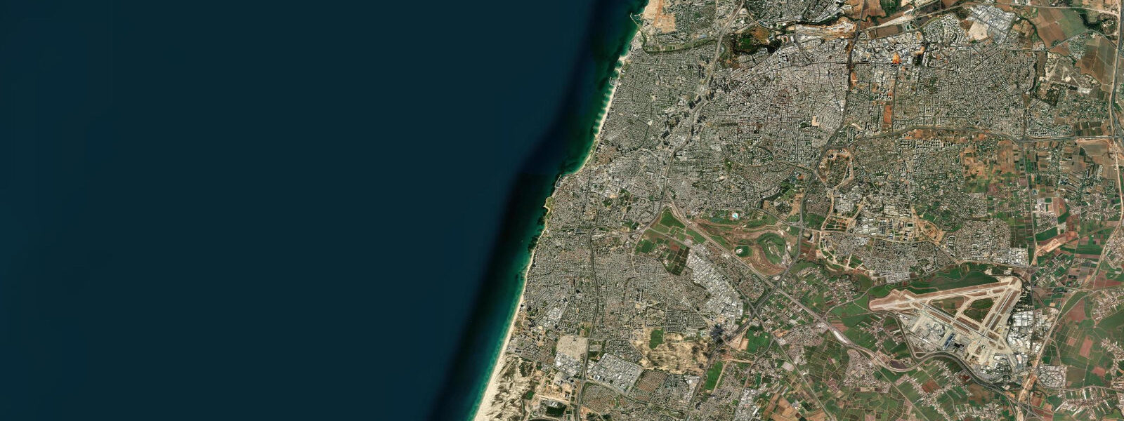 Satellite view of the coast near Bat Yam, Tel Aviv District